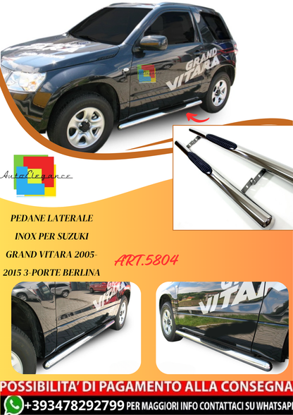 💫ART.5804 Pedane Laterale Inox per Suzuki Grand Vitara 2005-2015 3-Porte Berlina💫
