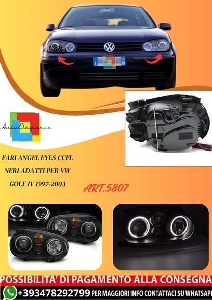 💫ART.5807 LPVWY9 FARI ANGEL EYES CCFL NERI adatti per VW GOLF IV 1997-2003💫