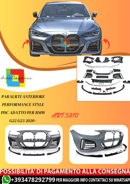 💫ART.5810 PARAURTI ANTERIORE PERFORMANCE STYLE PDC per BMW G22 G23 2020+ 💫