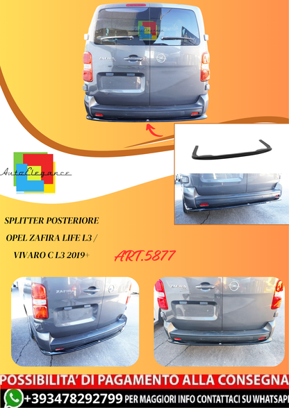 💫ART.5877 Splitter Posteriore Opel Zafira Life L3 / Vivaro C L3 2019+💫