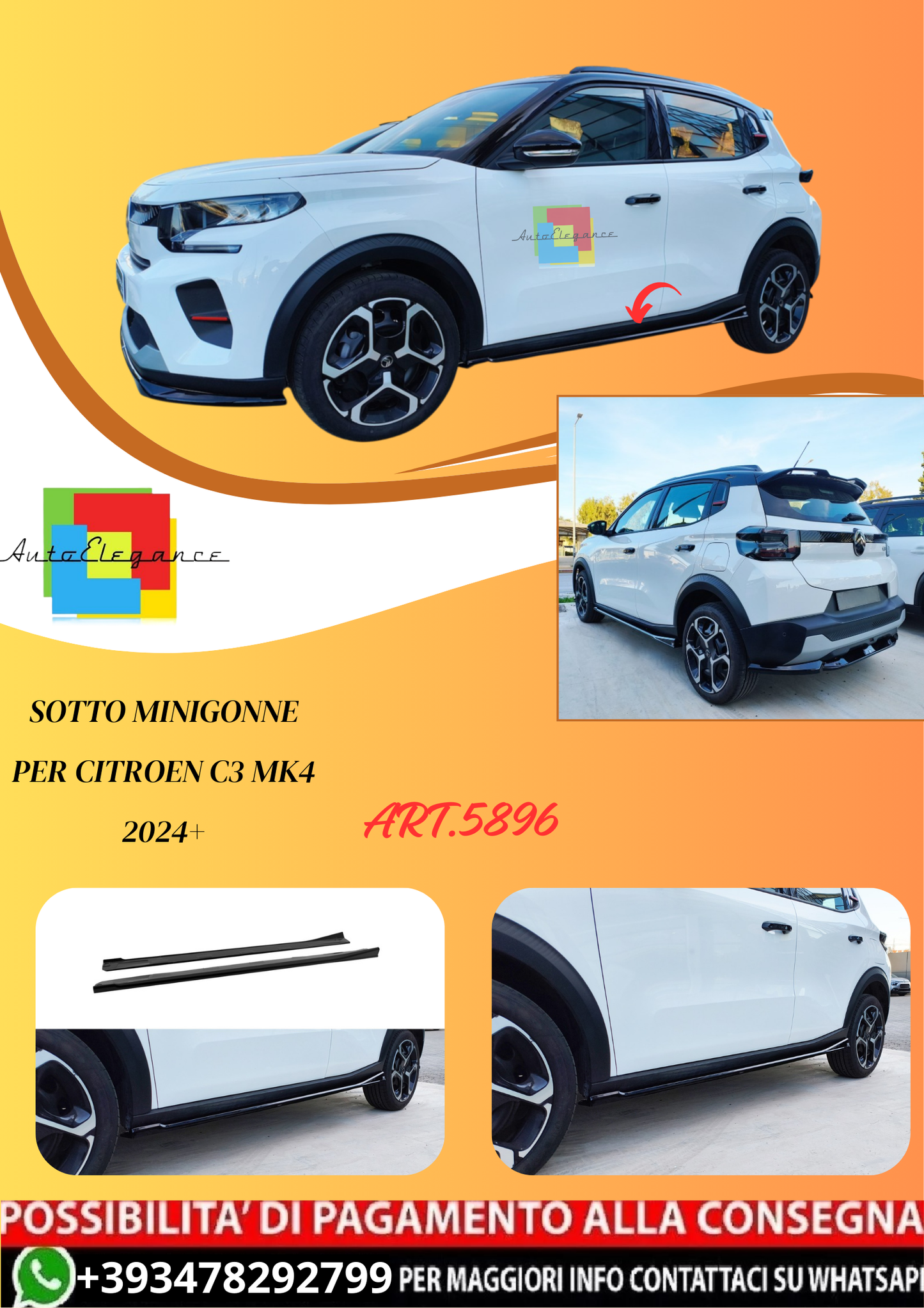 💫ART.5896 Sotto Minigonne per Citroen C3 Mk4 2024+💫