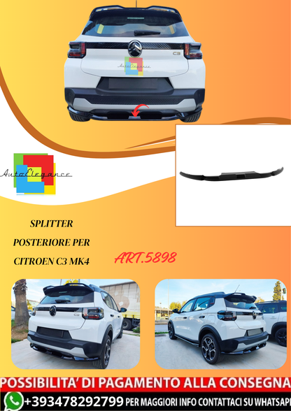 💫ART.5898 Splitter Posteriore per Citroen C3 Mk4💫