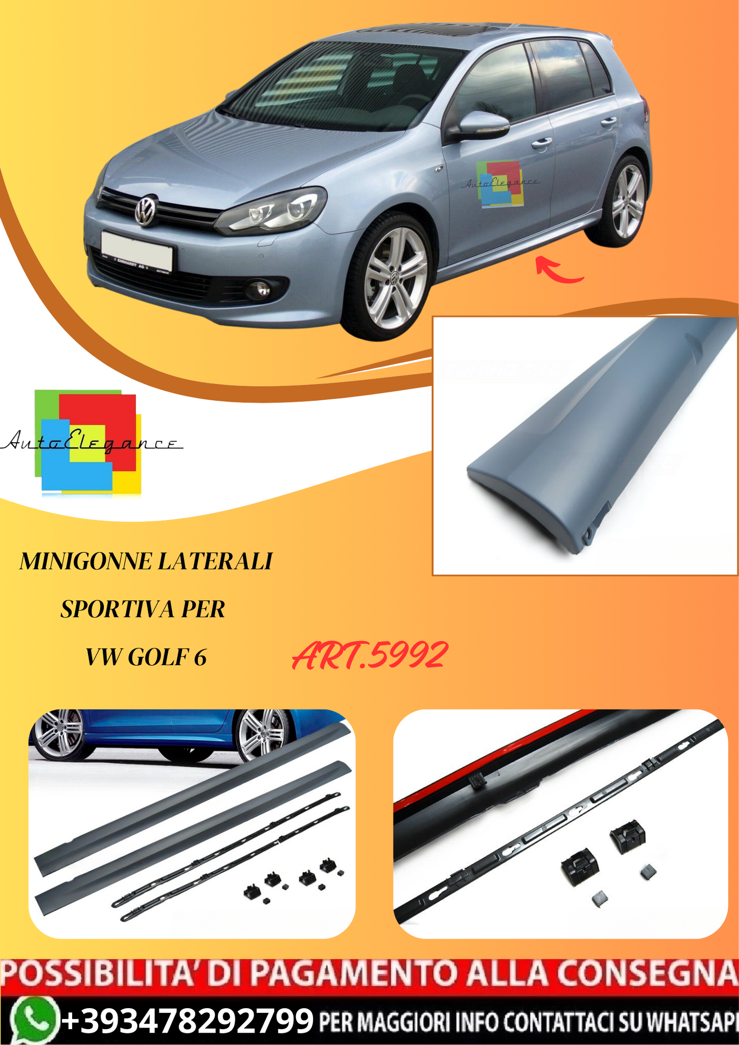 💫ART.5992 MINIGONNE LATERALI SPORTIVA per VW GOLF 6💫