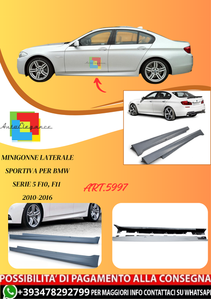 💫ART.5997 MINIGONNE LATERALE SPORTIVA per BMW SERIE 5  F10 / F11 2010-2016💫