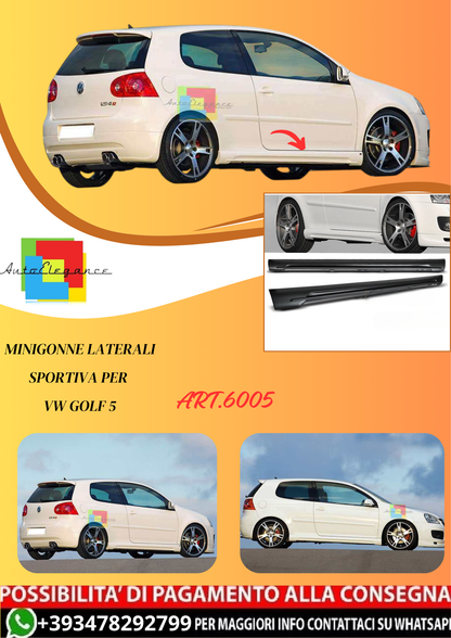 💫ART.6005 MINIGONNE LATERALI SPORTIVA per VW GOLF 5💫