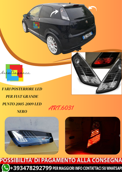 💫ART.6031 FARI POSTERIORE LED per FIAT GRANDE PUNTO 2005-2009 LED NERO💫