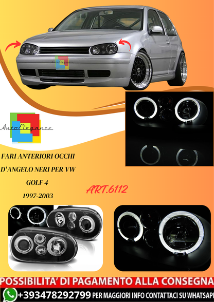 💫ART.6112 FARI ANTERIORI OCCHI D'ANGELO NERI per VW GOLF 4 97-03💫