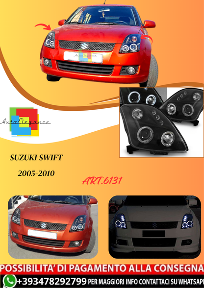 💫ART.6131 FARI ANTERIORI per SUZUKI SWIFT 2005-2010 OCCHI D'ANGELO NERO💫
