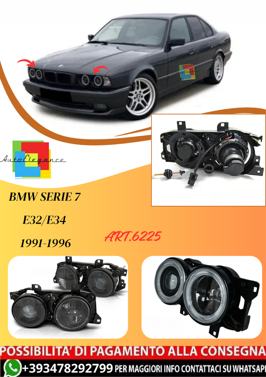 💫ART.6225 FARI ANTERIORI NERI per BMW E32/E34 1991-1996💫