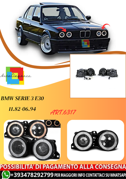 💫ART.6317 FARI 'OCCHI D'ANGELO' NERI per BMW E30 11.82-06.94💫