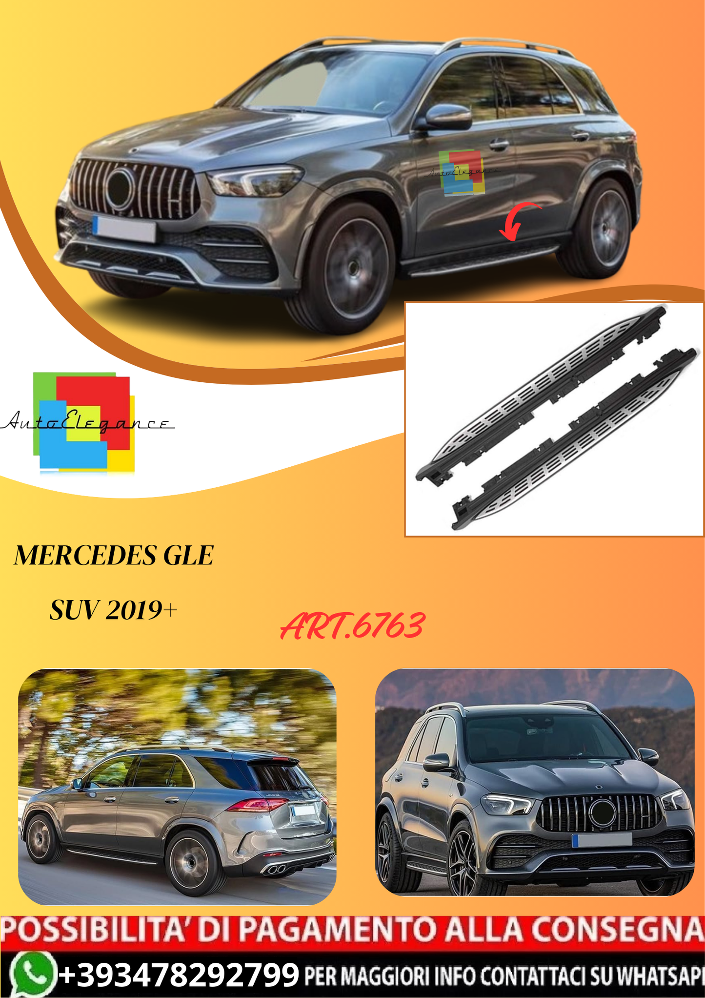 💫ART.6763 Pedane Laterali in Alluminio per Mercedes GLE SUV 2019+💫