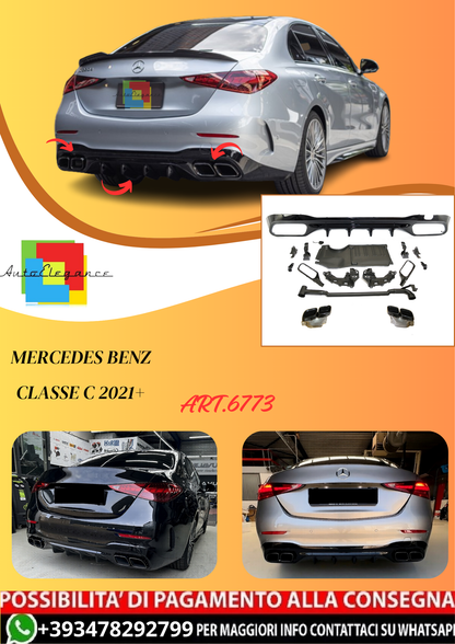 💫ART.6773 Diffusore + Terminali di Scarico Look C63 AMG per Classe C 2021+💫