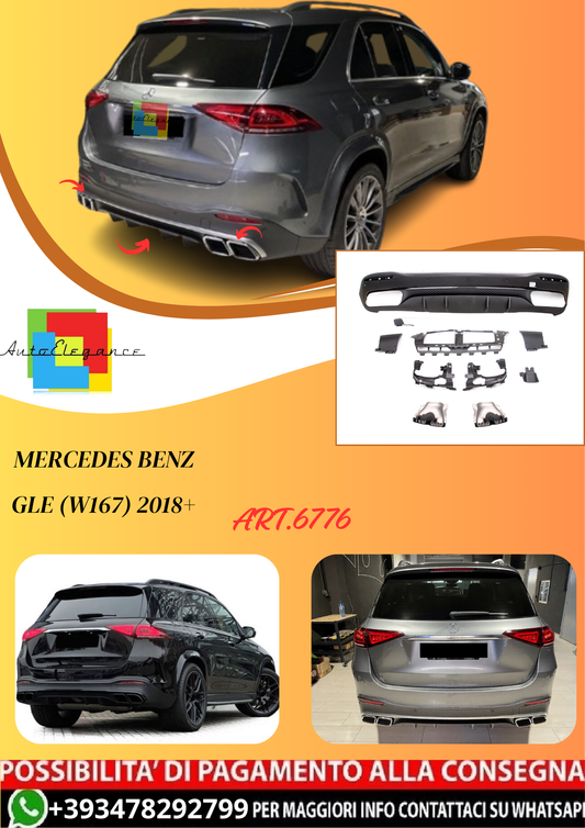 💫ART.6776 Diffusore + Terminali di Scarico GLE63 AMG Look per GLE (W167) 2018+💫