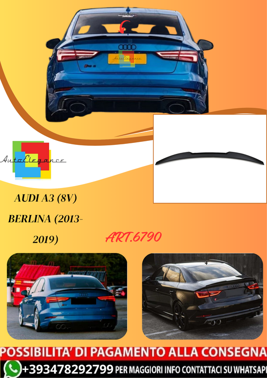 💫ART.6790 Spoiler Posteriore per Audi A3 (8V) Berlina (2013-2019) Stile V 💫