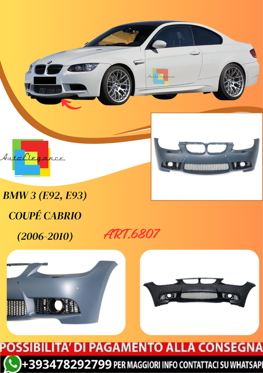 💫ART.6807 Paraurti Anteriore M3 Look per BMW 3 (E92, E93) 2006-2010💫