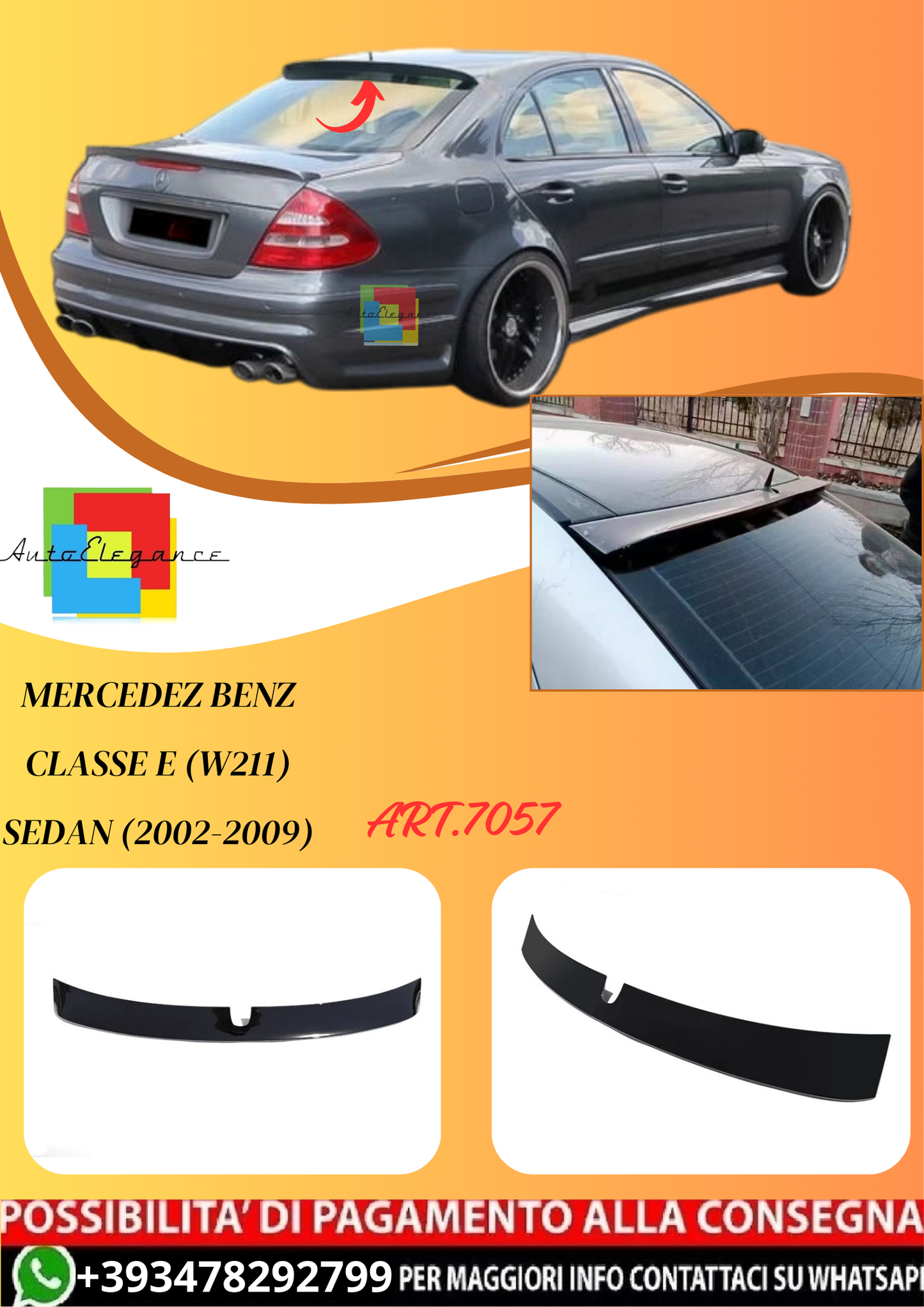 💫ART.7057 Spoiler Tetto Mercedes Classe E (W211) Sedan (2002-2009)💫