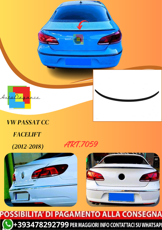 💫ART.7059 Spoiler Posteriore per VW Passat CC Facelift (2012-2018) Nero Lucido💫
