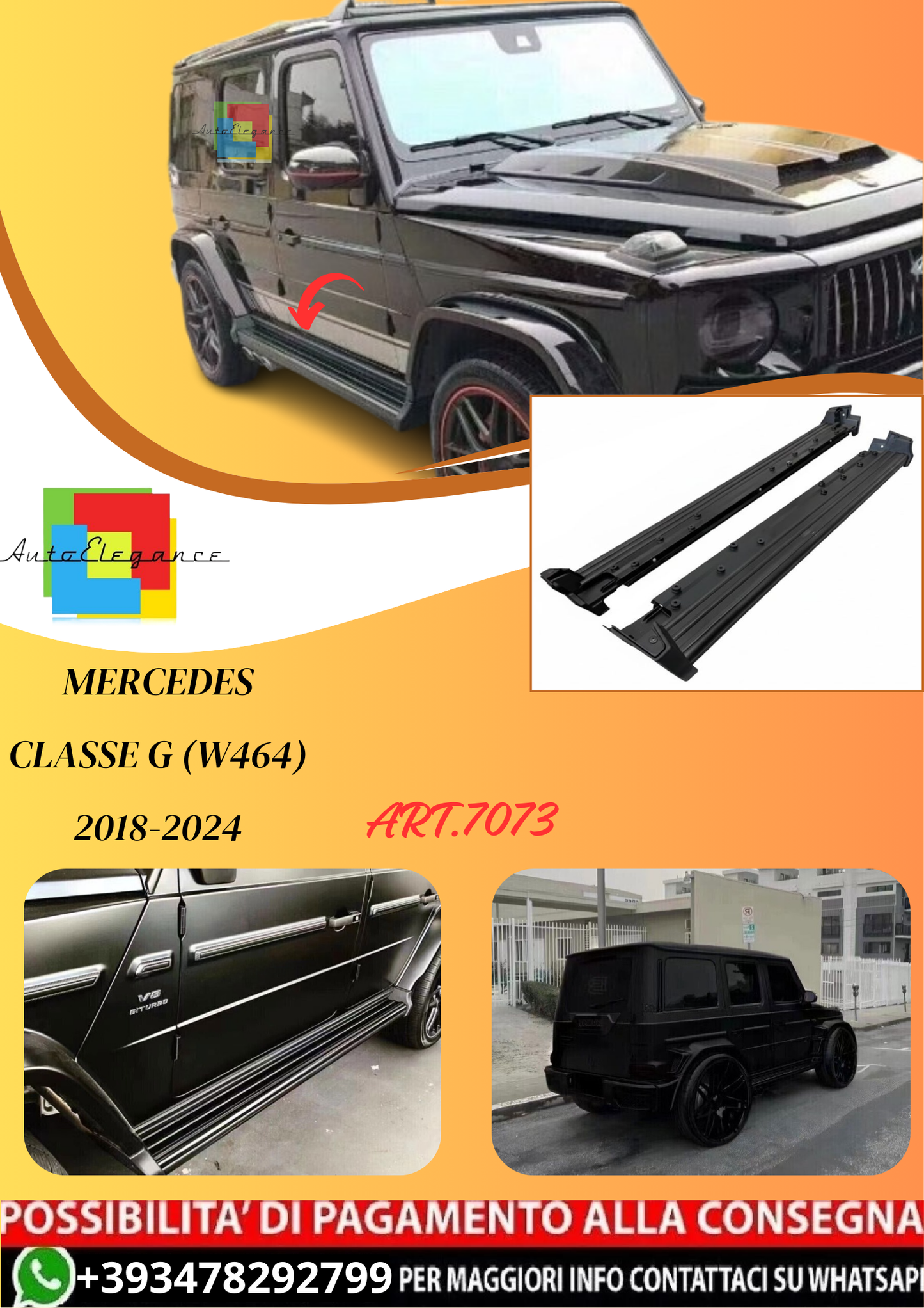 💫ART.7073 Pedane Laterali in Alluminio per Mercedes Classe G (W464) 2018-2024💫