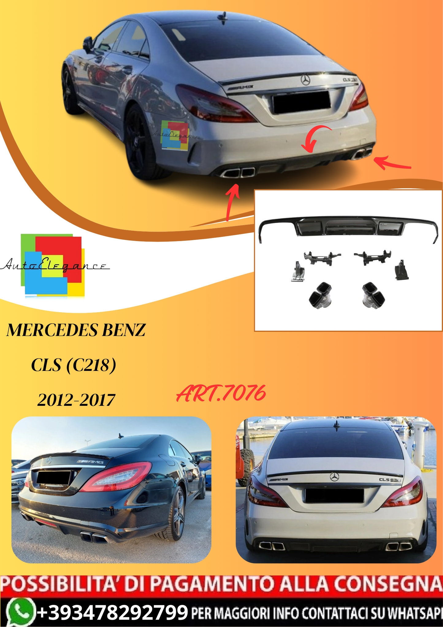 💫ART.7076 Diffusore + Terminali CLS 63 AMG Look per CLS (C218) 2012-2017💫