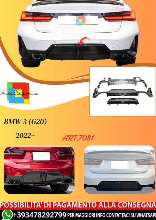 💫ART.7081 Diffusore Posteriore 340i MP Look per Bmw 3 (G20) 2022+💫