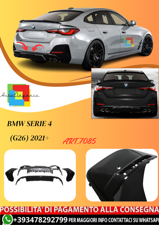 💫ART.7085 Diffusore Posteriore 440i MP Look per Bmw Serie 4 (G26) 2021+💫