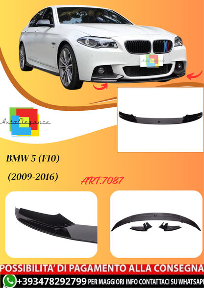💫ART.7087 Splitter per Bmw 5 (F10) (2009-2016) M-Sport Nero Lucido💫