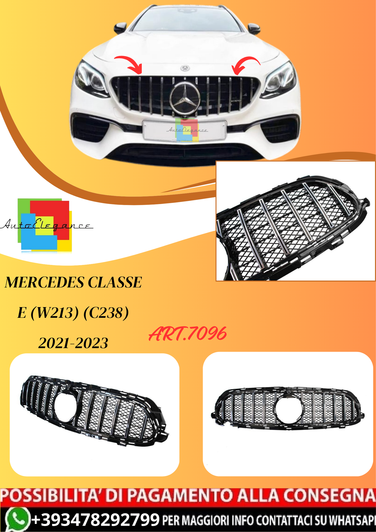 💫ART.7096 Griglia Panamericana Cromata GT Classe E (W213) (C238) 2021-2023💫