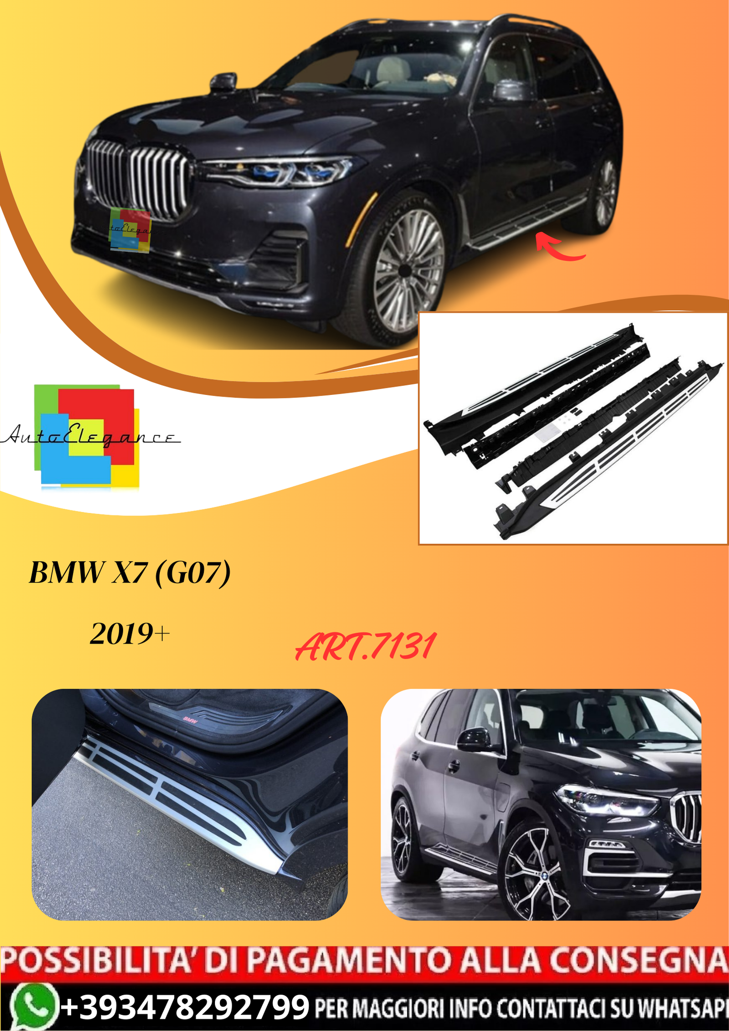 💫ART.7131 Pedane Laterali in Alluminio per BMW X7 (G07) 2019+💫