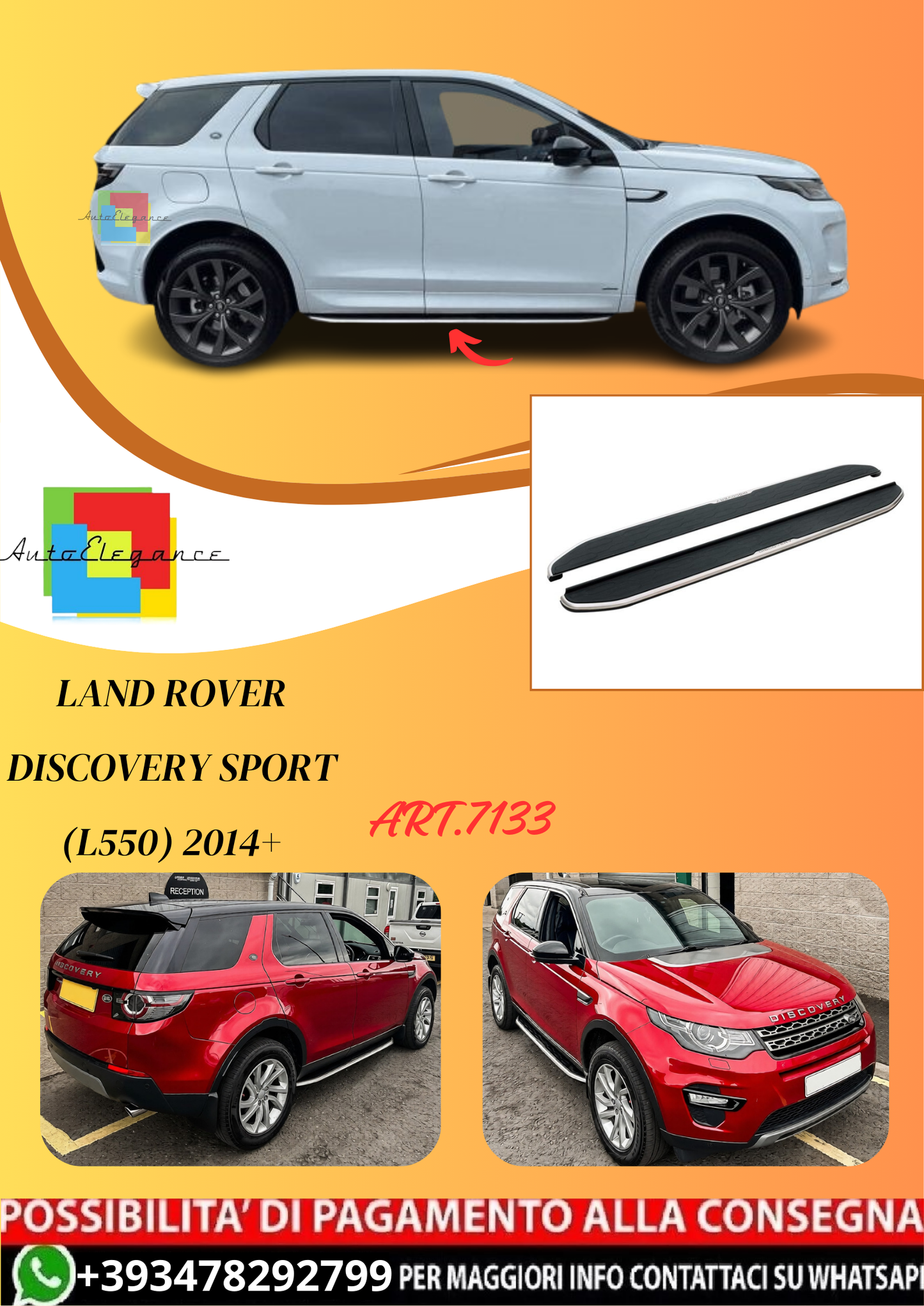 💫ART.7133 Pedane Laterali per Land Rover Discovery Sport (L550) 2014+💫