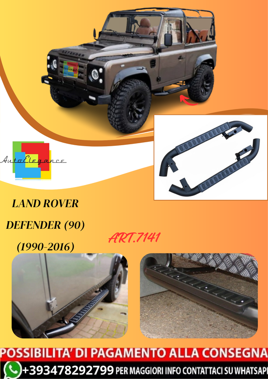 💫ART.7141 Pedane Laterali in Alluminio per Land Rover Defender (90) (1990-2016)💫