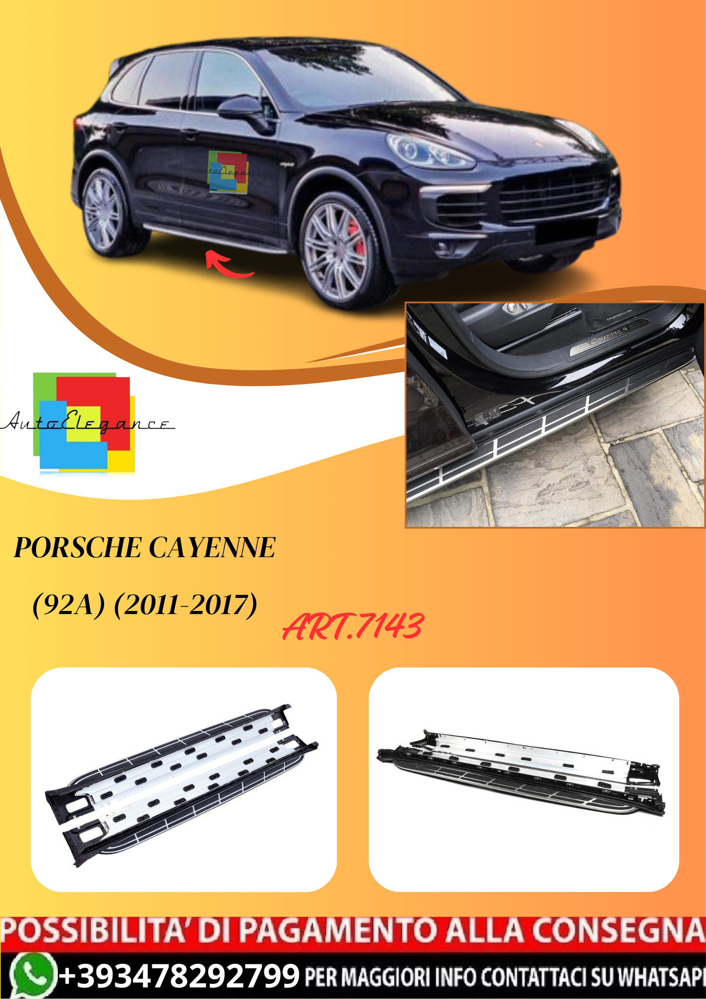 💫ART.7143 Pedane Laterali in Alluminio per Porsche Cayenne (92A) (2011-2017)💫