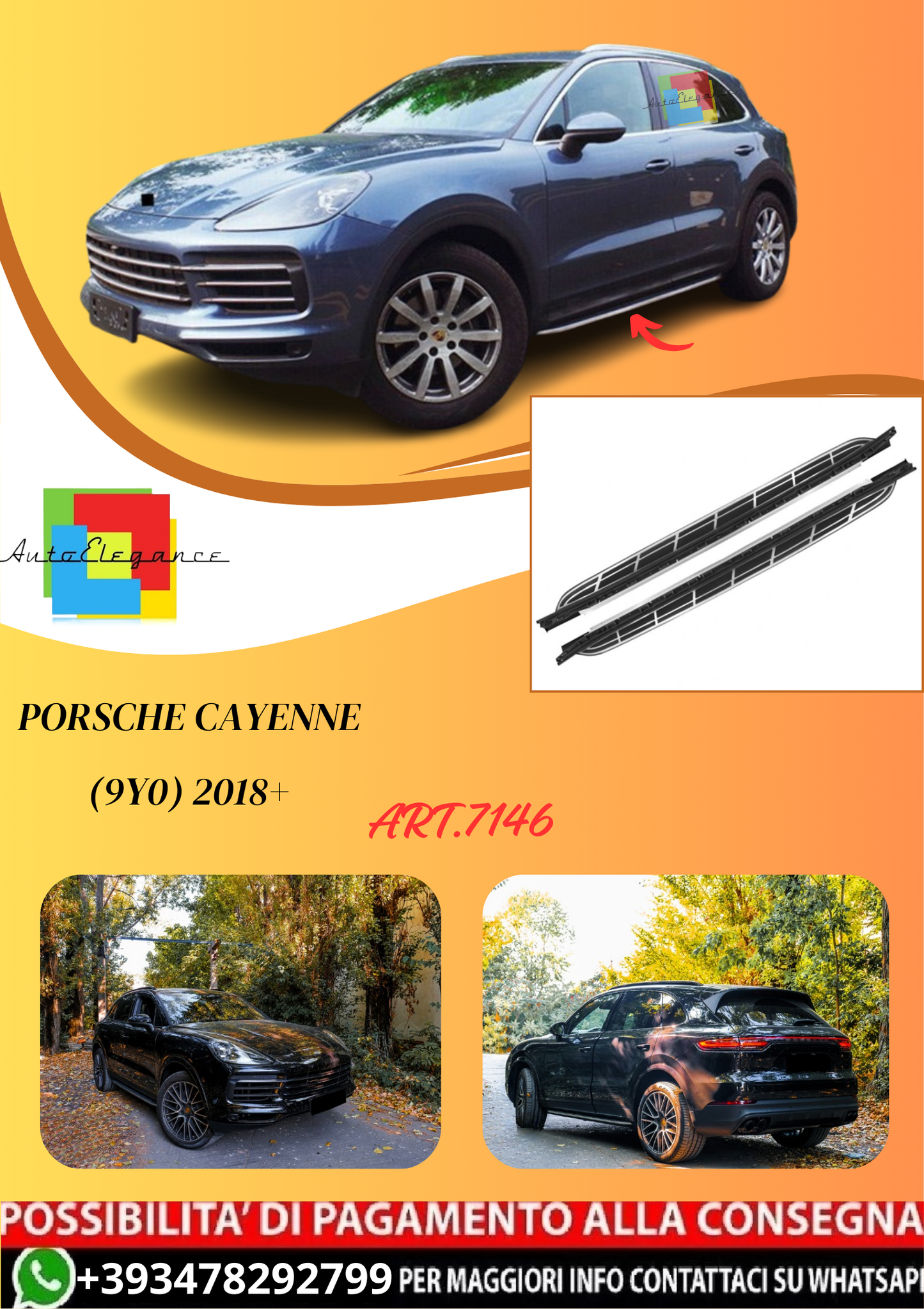 💫ART.7146 Pedane Laterali per Porsche Cayenne (9Y0) 2018+💫