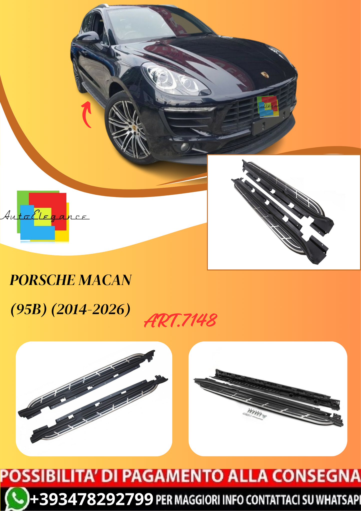 💫ART.7148 Pedane Laterali per Porsche MACAN (95B) (2014-2026)💫