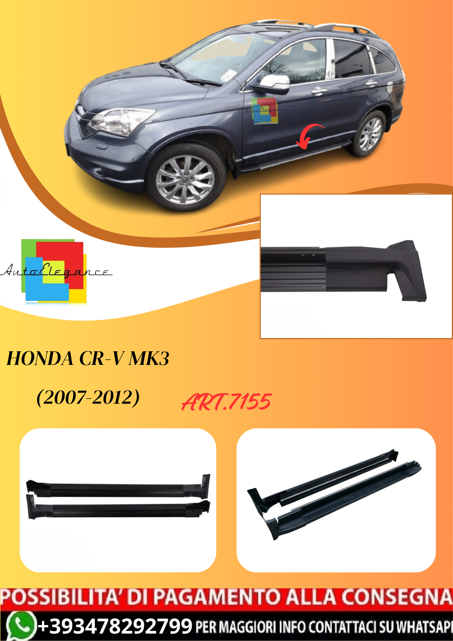 💫ART.7155 Pedane Laterali in Alluminio Honda CR-V MK3 (2007-2012)💫