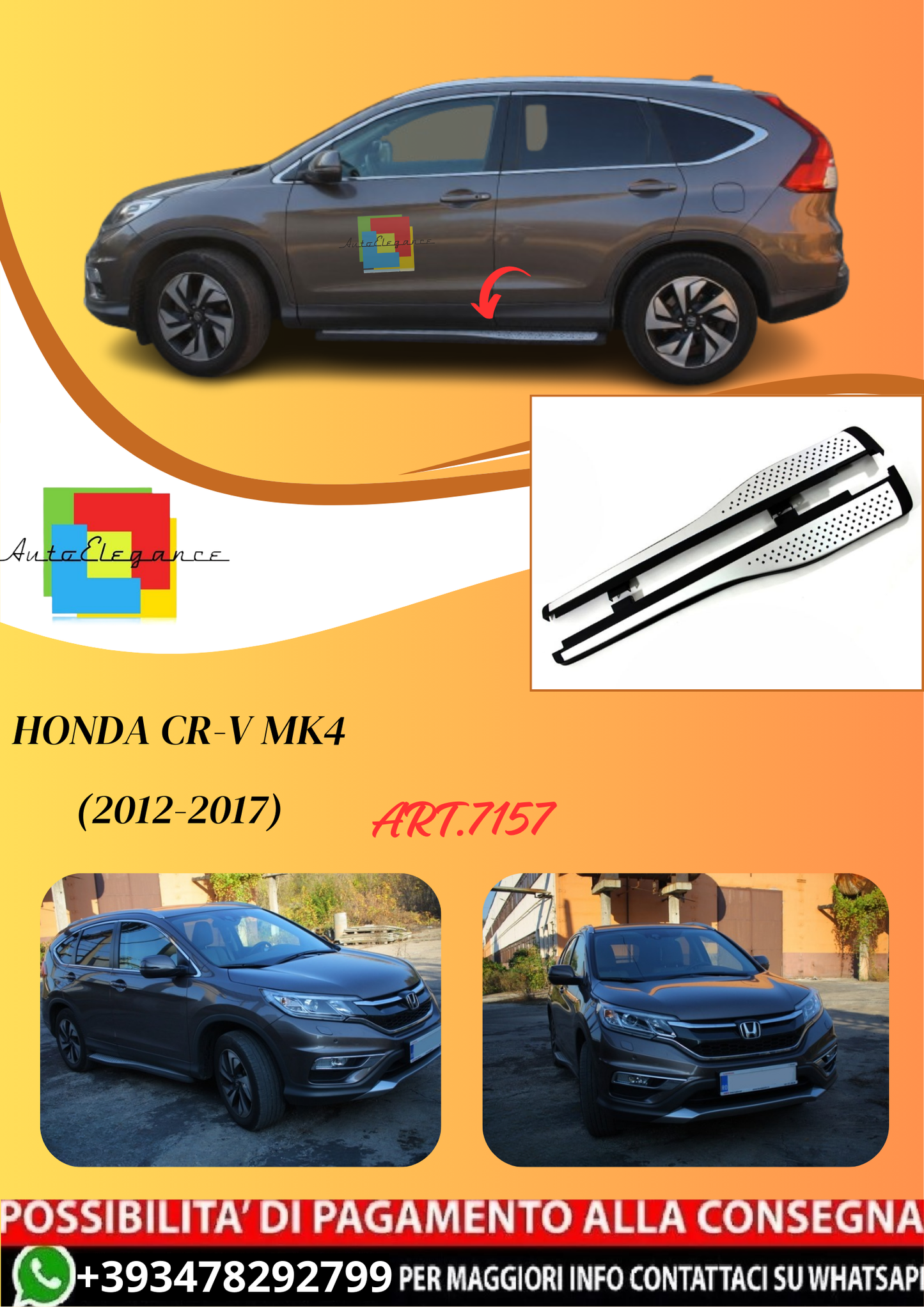💫ART.7157 Pedane Laterali in Alluminio Honda CR-V MK4 (2012-2017)💫