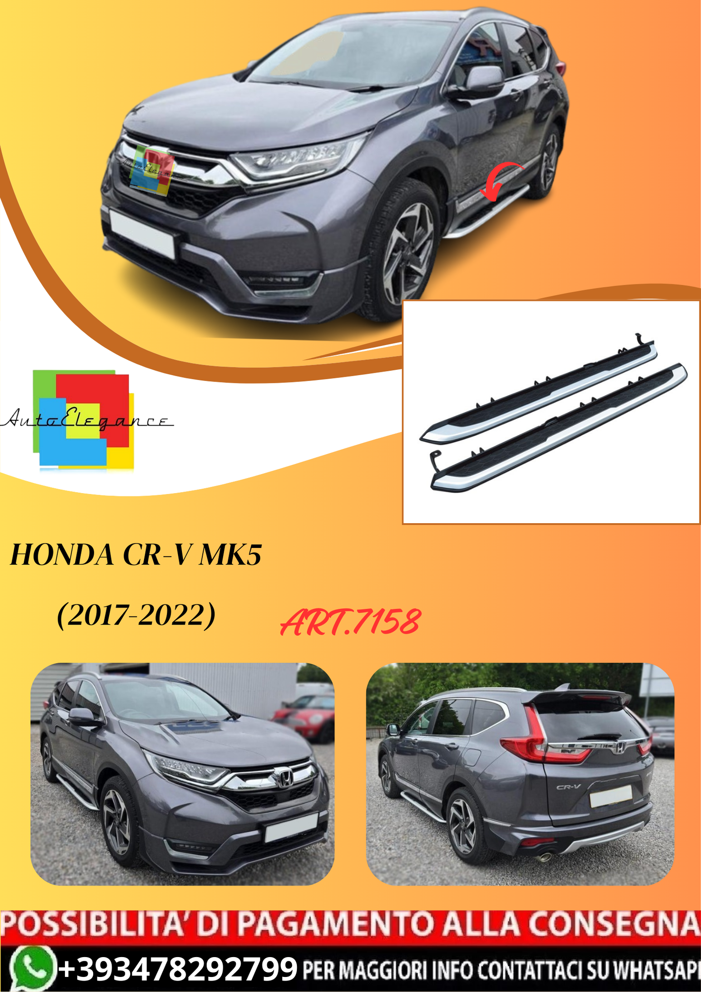 💫ART.7158 Pedane Laterali in Alluminio Honda CR-V MK5 (2017-2022)💫