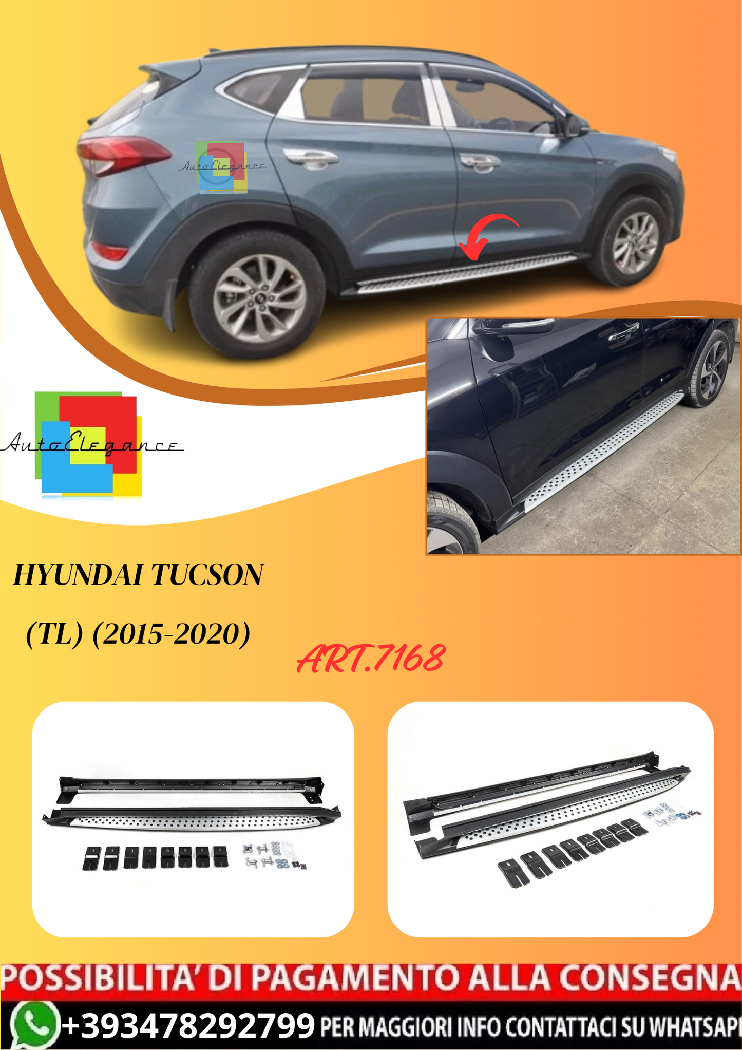 💫ART.7168 Pedane Laterali per Hyundai Tucson (TL) (2015-2020)💫