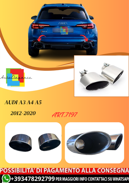 💫ART.7197 Terminali di Scarico Sportivi RS Look cromati per Audi A3 A4 A5 2012-2020💫