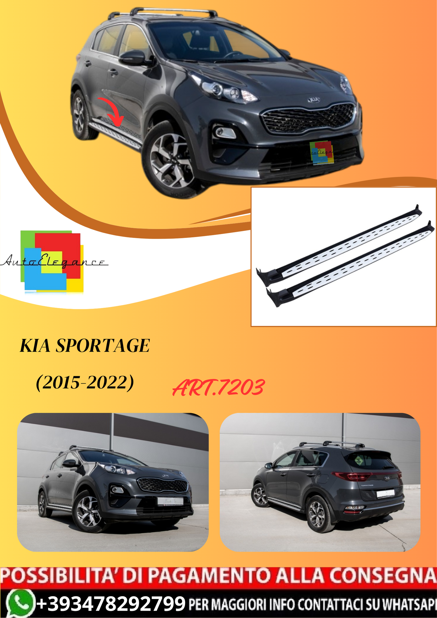 💫ART.7203 Pedane Laterali in Alluminio per KIA Sportage (2015-2022)💫