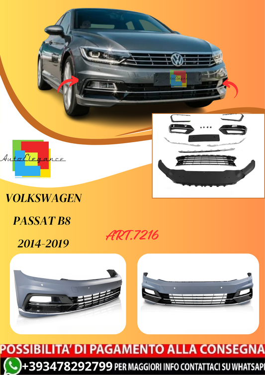 💫ART.7216 Paraurti Anteriore "SPORT STYLE" PDC per VW PASSAT B8 14-19💫