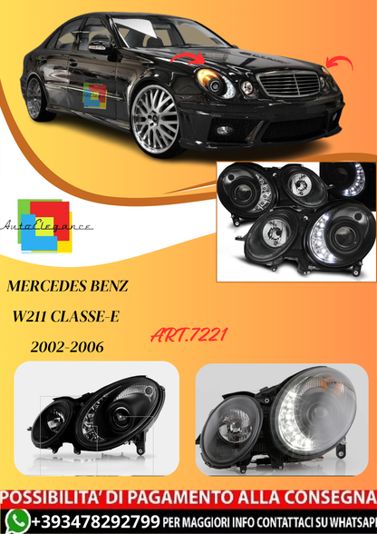 💫ART.7221 FARI "DAYLIGHT" NERI adatto per MERCEDES W211 Classe-E 02-06💫