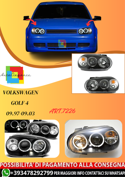 💫ART.7226 FARI "ANGEL EYES" NERI adatto per VW GOLF 4 09.97-09.03💫