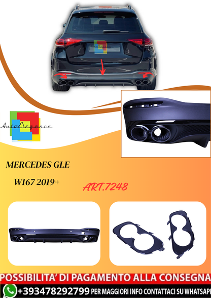 💫ART.7248 Diffusore + Terminali di Scarico Rotondi neri per Mercedes GLE W167 2019+ 💫