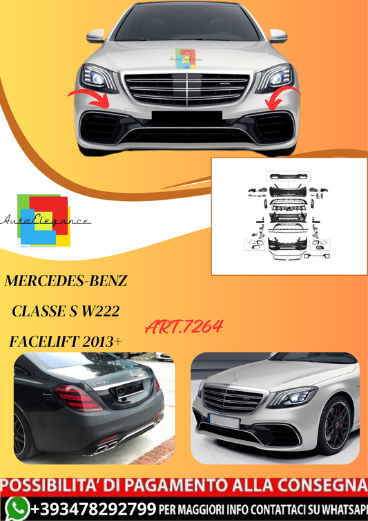 💫ART.7264 BodyKit adatto per Mercedes-Benz Classe S W222 Facelift 2013+💫