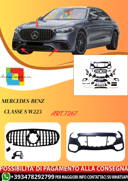 💫ART.7267 Paraurti Anteriore compatibile con Mercedes Classe S W223💫