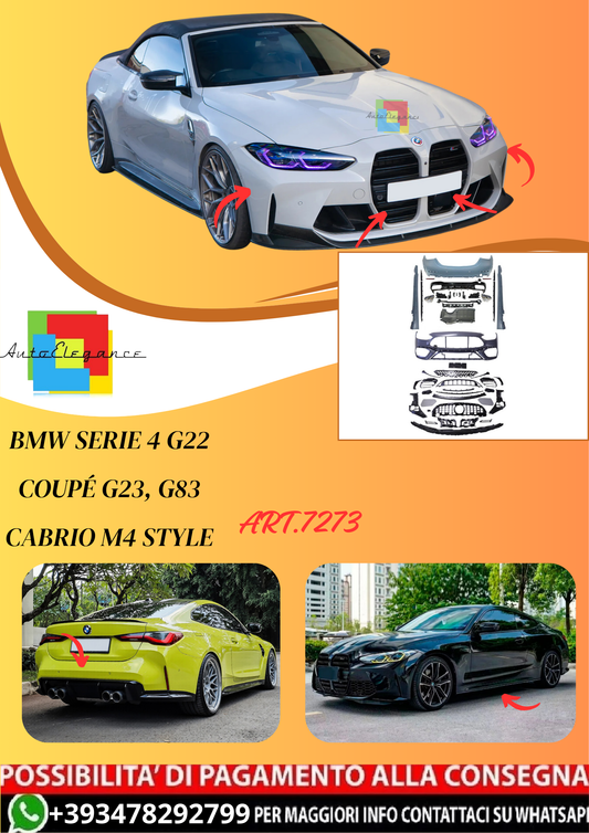 💫ART.7273 Bodykit adatto per BMW Serie 4 G22 Coupé G23, G83 Cabrio M4 Style💫