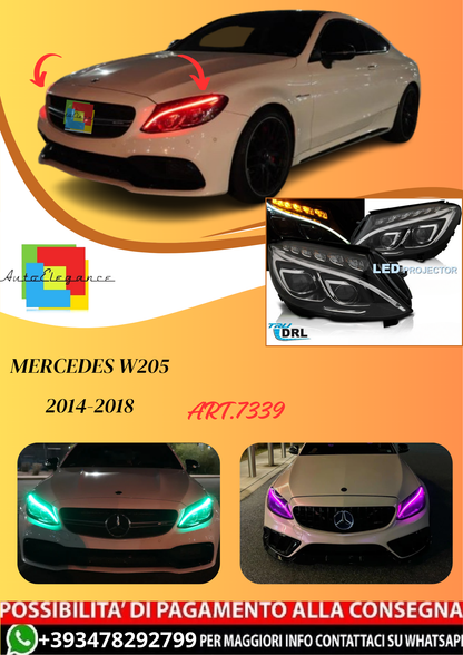 💫ART.7339 FARI ANTERIORI TRU DRL NERI per MERCEDES W205 2014-2018💫