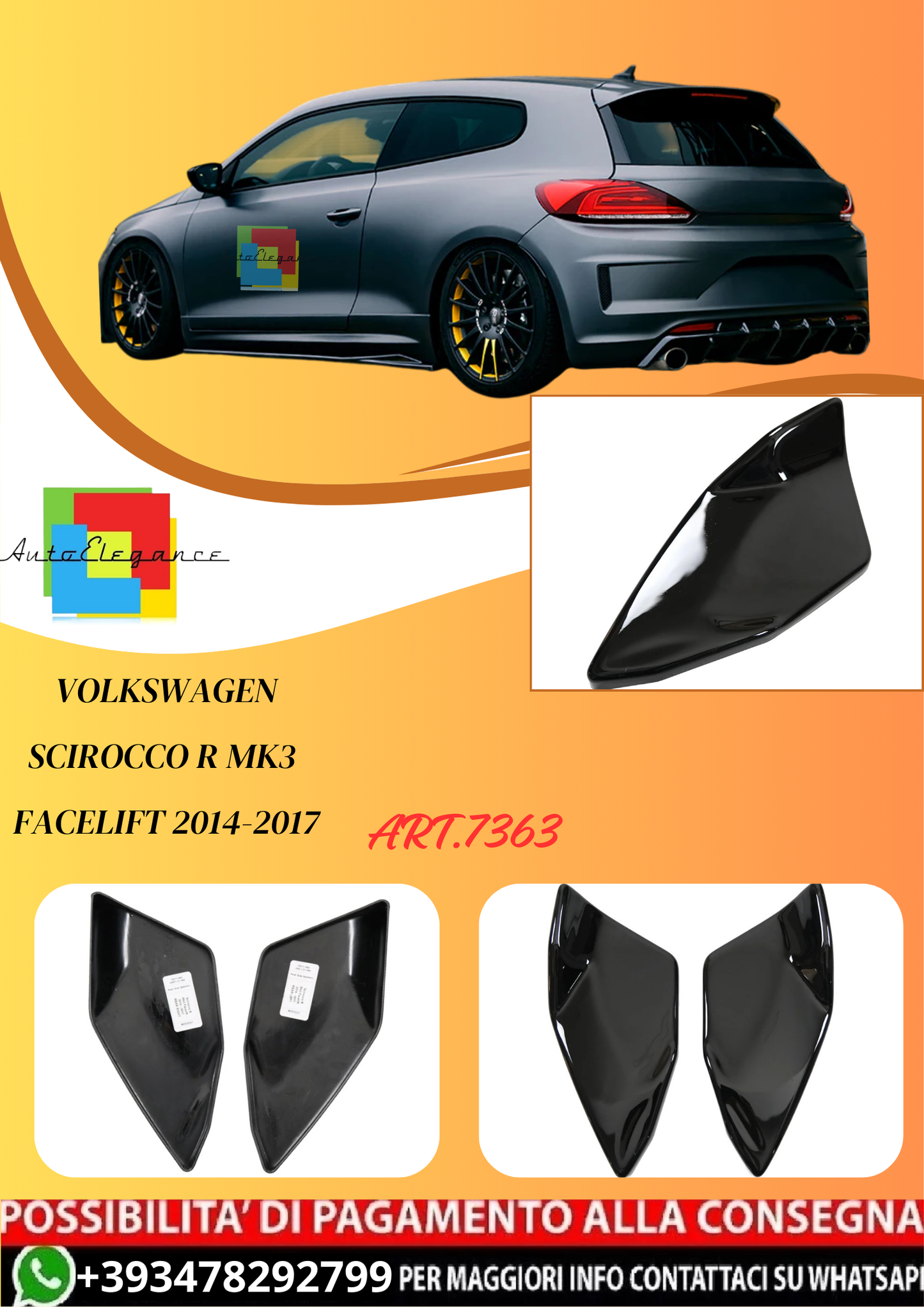 💫ART.7363 Flaps Posteriori per VW VOLKSWAGEN Scirocco R Mk3 Facelift 2014-2017💫