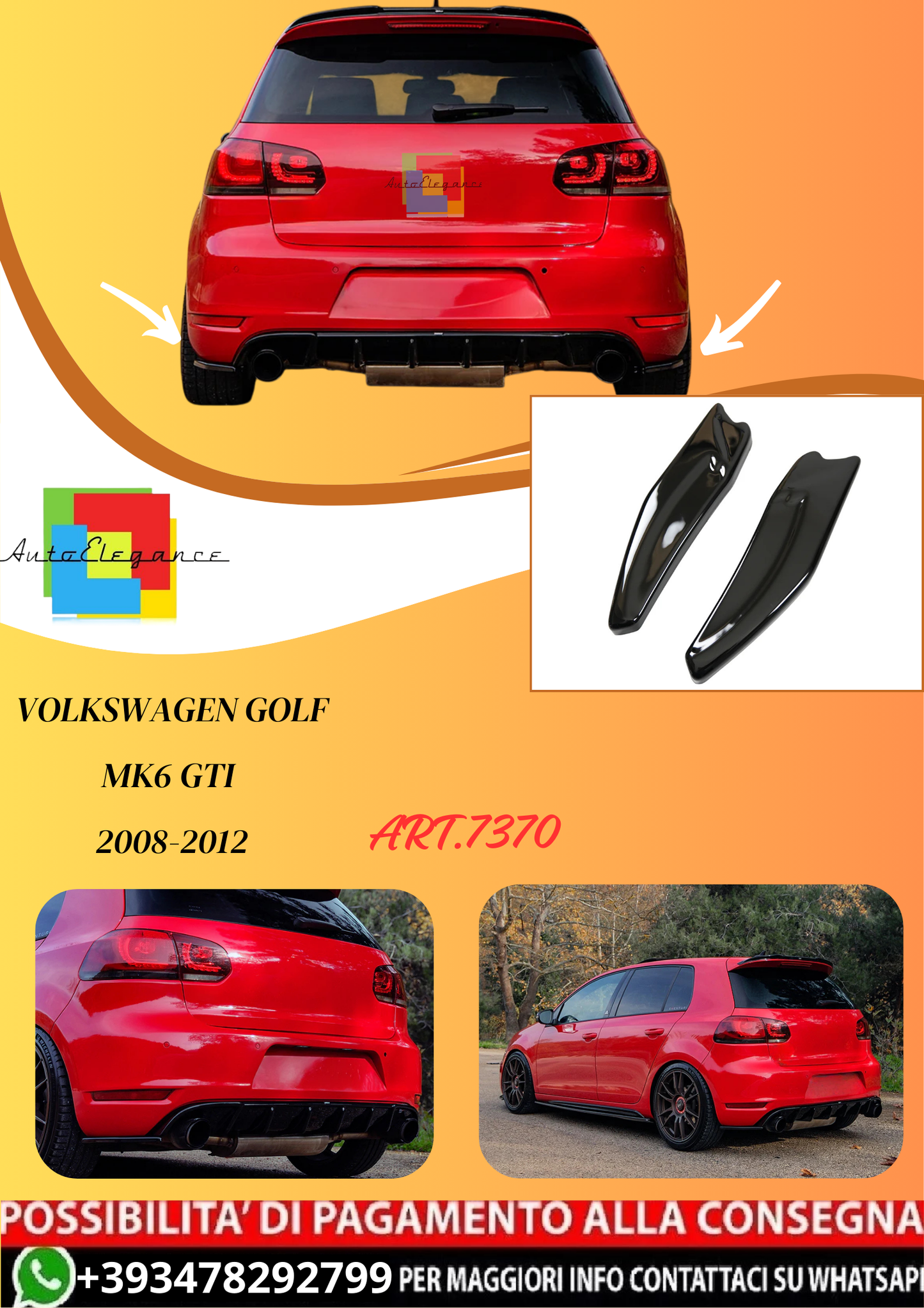 💫ART.7370 Flaps Posteriori per VW Golf Mk6 GTI / GTD 2008-2012💫