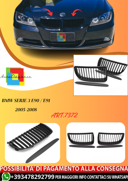 💫ART.7372 GRIGLIA Nero Opaco compatibile con BMW E90 / E91 05-08💫